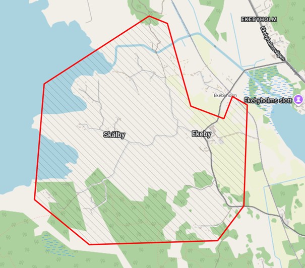 Karta över Norrtälje kommun med röda markeringar för pågående arbeten.